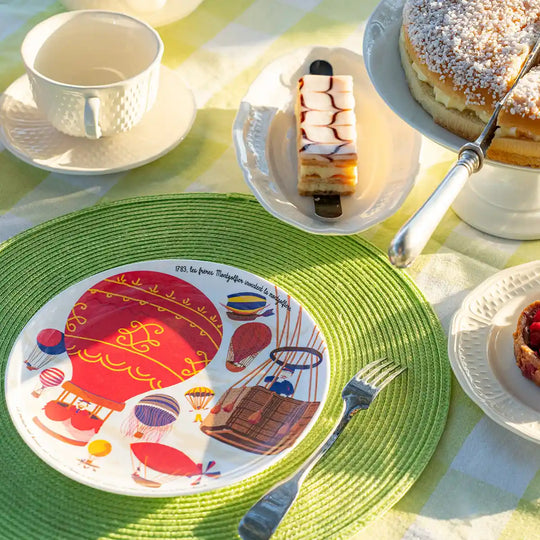 Coffret de 4 assiettes à dessert en mélamine - Les grandes inventions françaises - Ø 21 cm Lots d'assiettes Ours Blanc