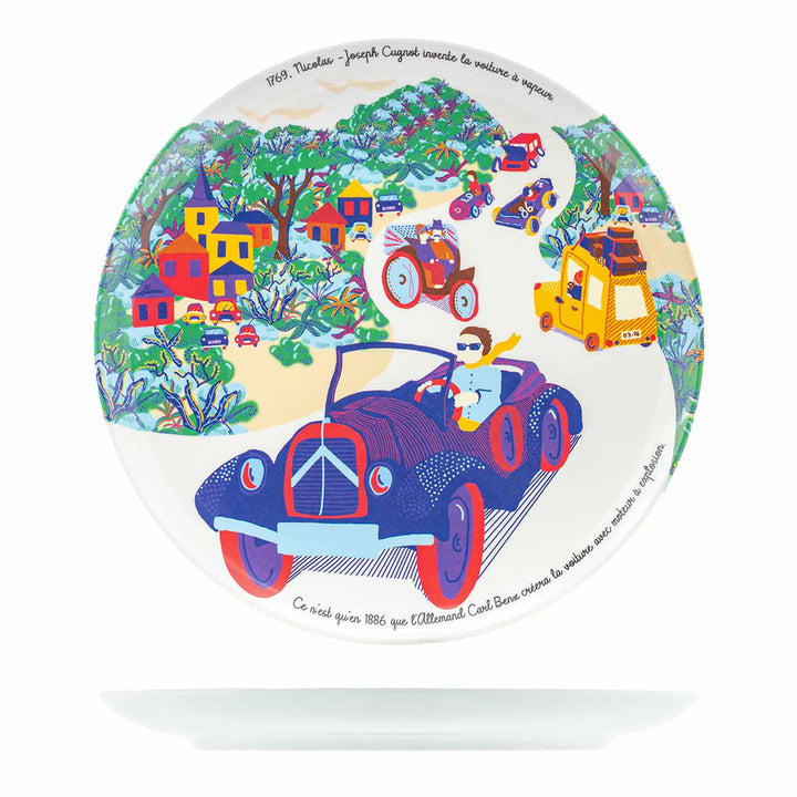 Coffret cadeau de 2 assiettes à dessert en mélamine - Bicyclette & Automobile - Ø 21 cm Lots d'assiettes Ours Blanc