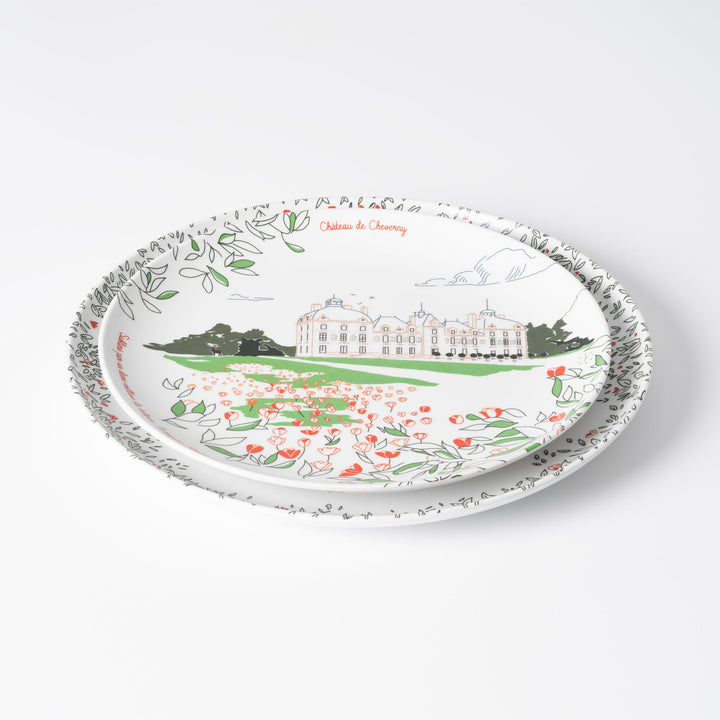 Set of 4 melamine dessert plates - The Loire Valley Castles - Ø 21 cm