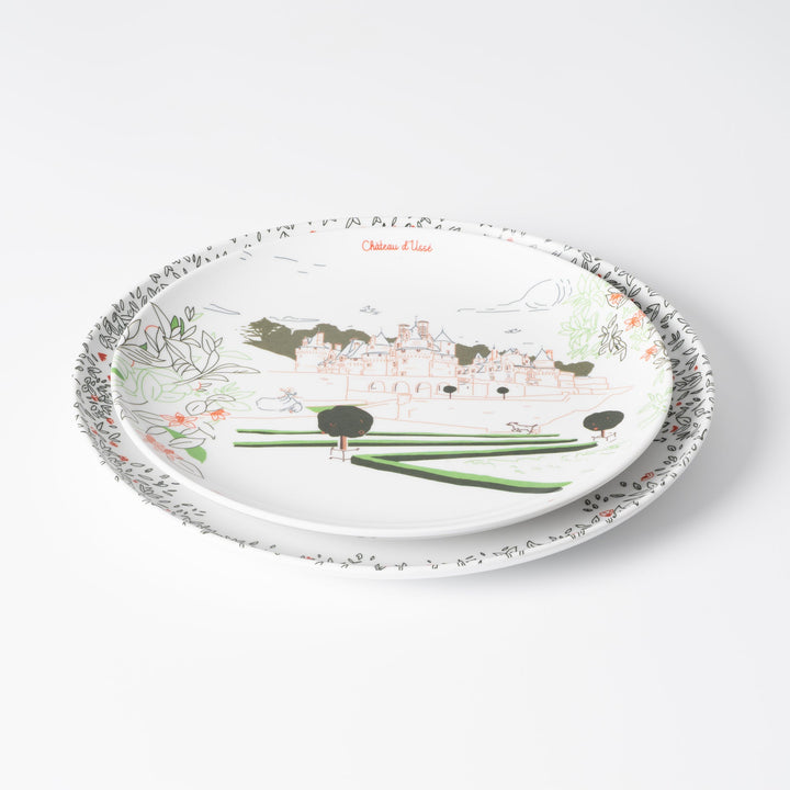 Set of 4 melamine dessert plates - The Loire Valley Castles - Ø 21 cm
