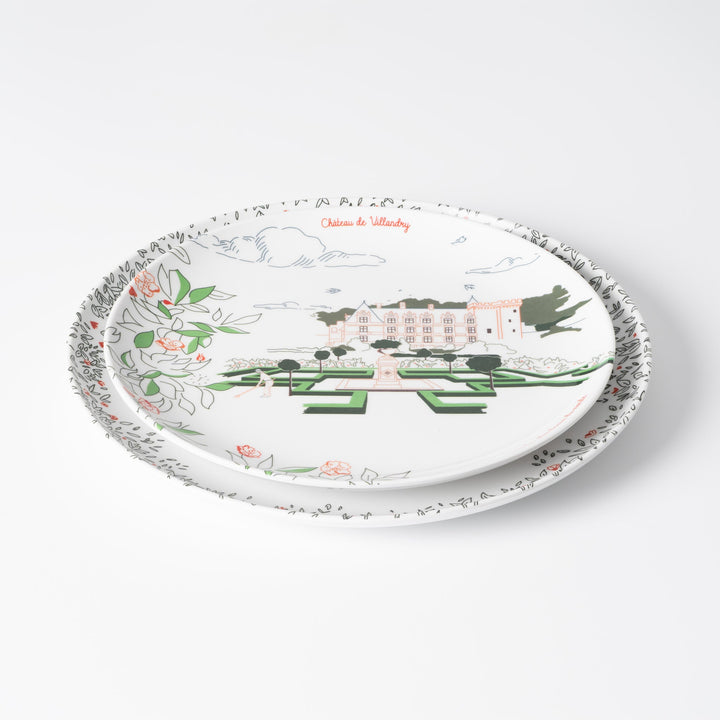 Set of 4 melamine dessert plates - The Loire Valley Castles - Ø 21 cm