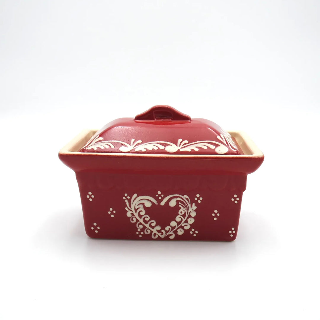 Terrine rectangulaire cerise cœur frise