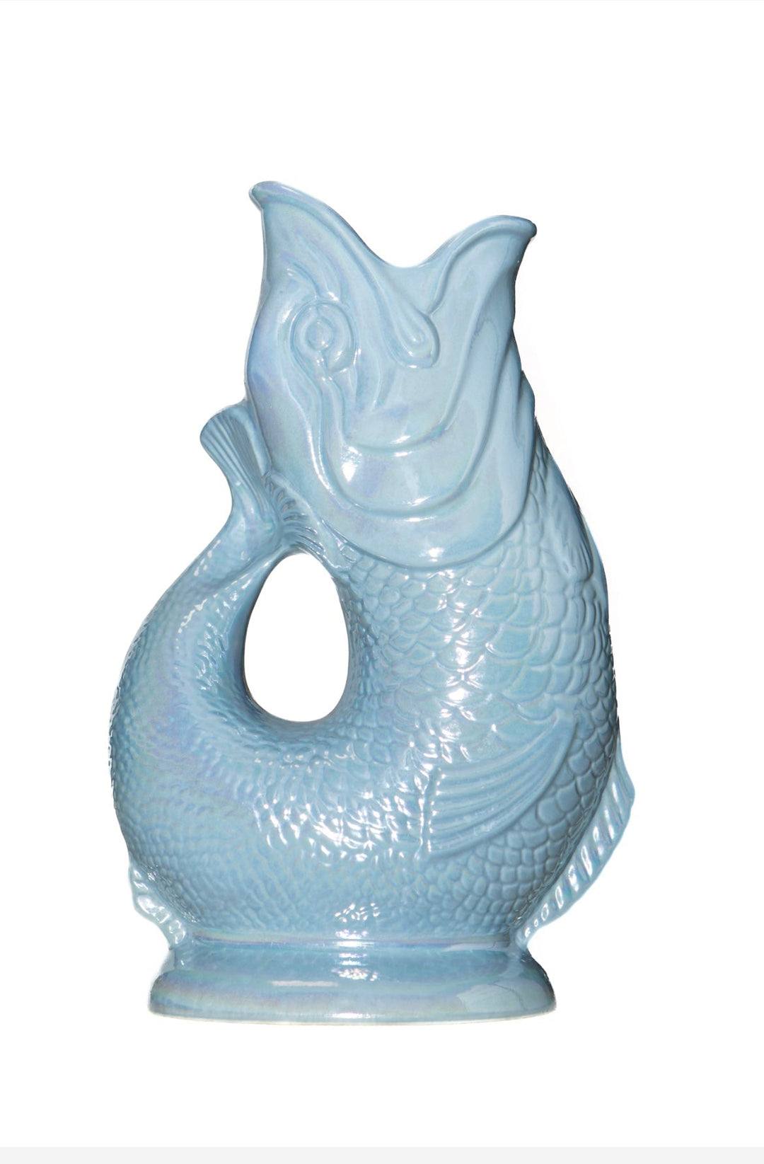 Autenthique Carafe GlouGlou Poisson | Gluggle jug | Bleu ciel irisé