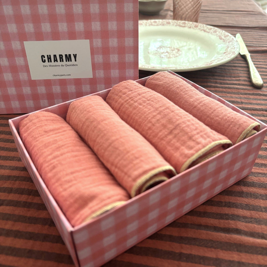 Set of 4 Napkins – Double Cotton Gauze – Marsala Pink – 40x40 cm