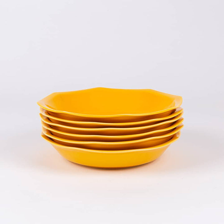 L'assiette creuse en porcelaine octogonale - Jaune moutarde Assiettes creuses Ogre la Fabrique