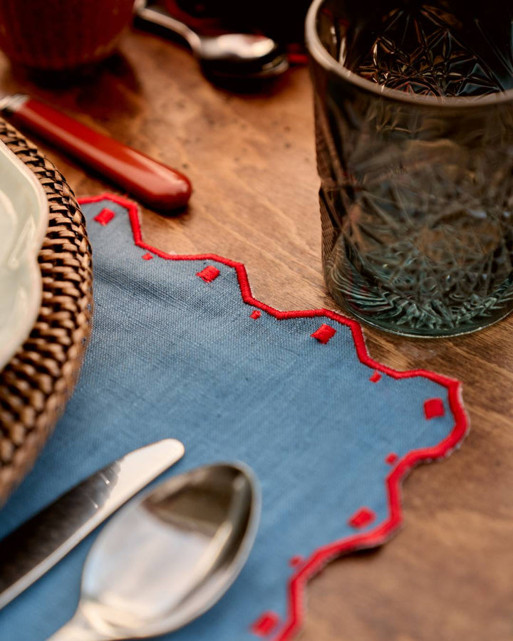 Set de table Porto, Bleu et Rouge Sets de table Mariaida Home