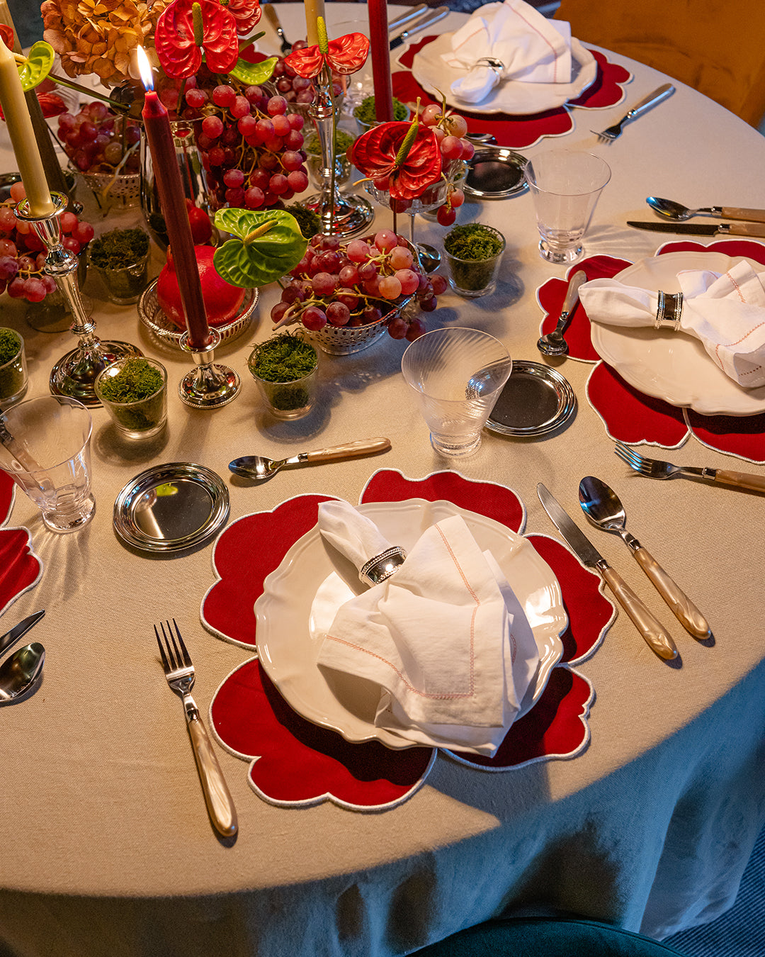 Placemat Daisy, red