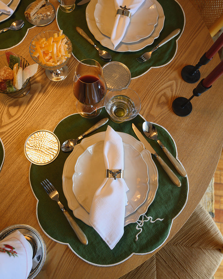 Placemat Bow, Green and white