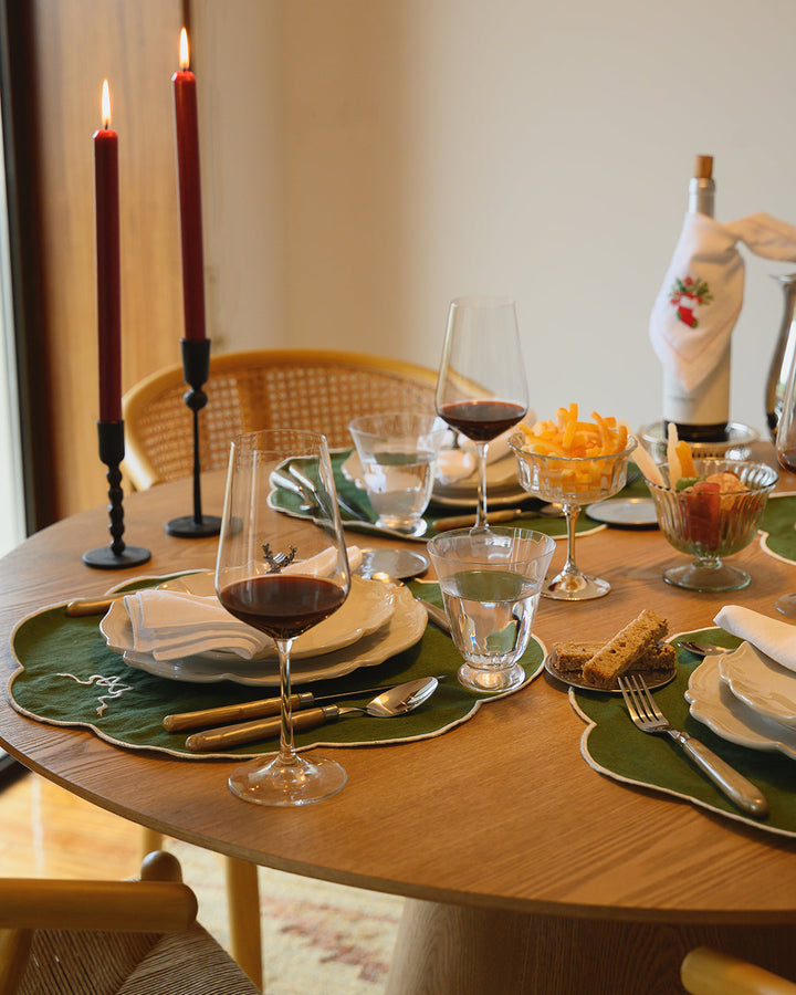 Placemat Bow, Green and white