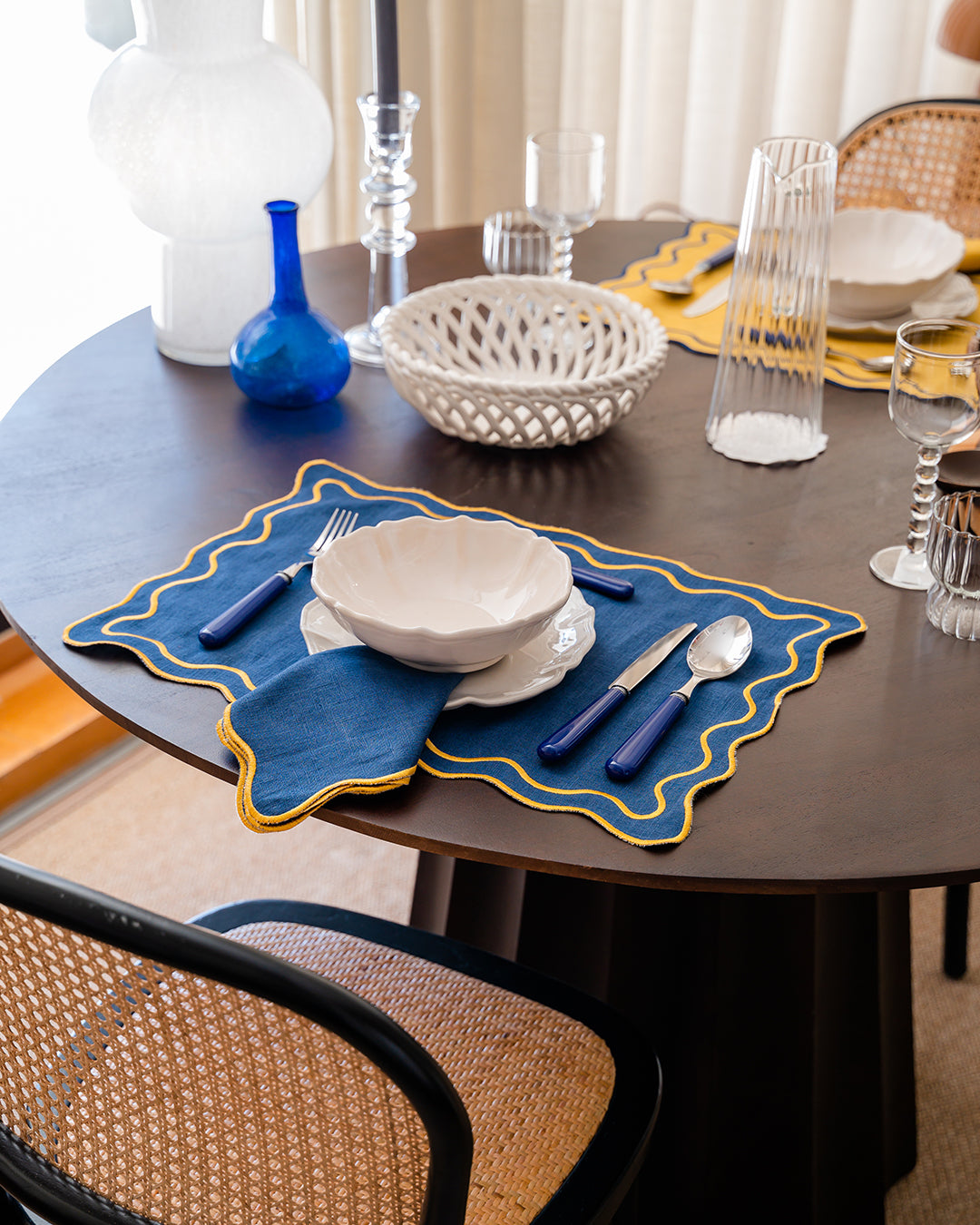 Set de table Beja bleu et jaune