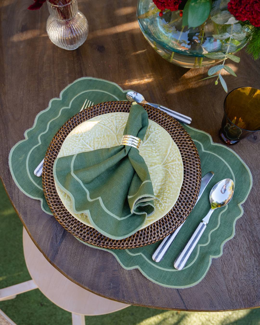 Set de table Clou, vert et feston vert Sets de table Mariaida Home