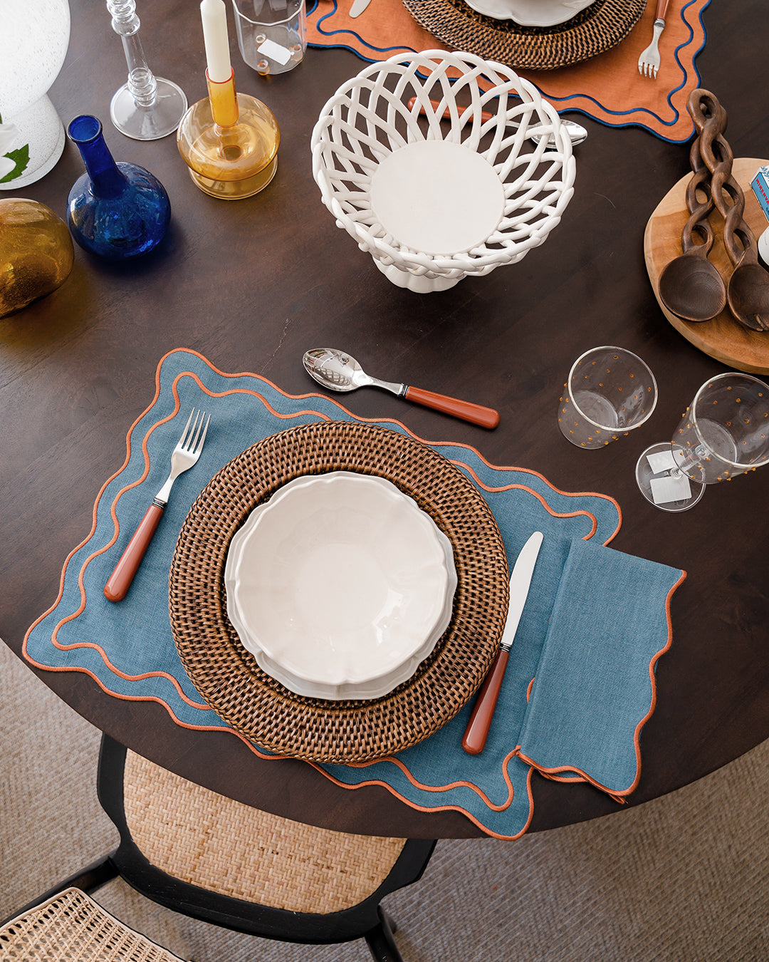 Set de table Beja, Bleu et terracota