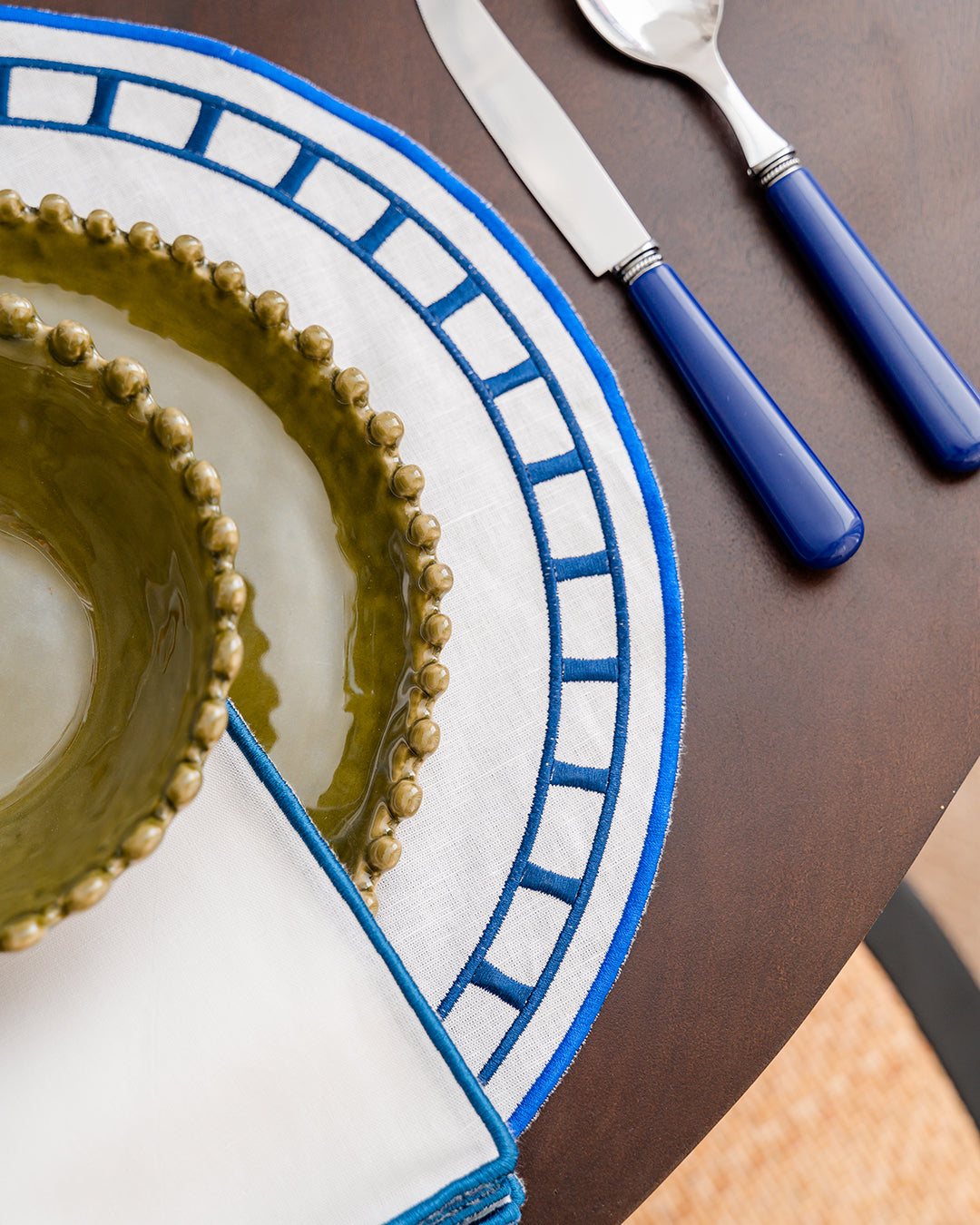 Marim Placemat, White and Blue