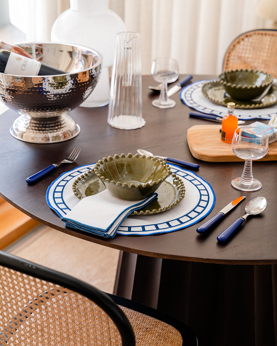 Marim Placemat, White and Blue