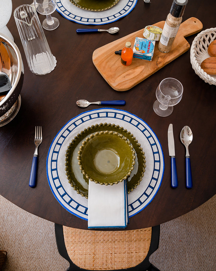 Marim Placemat, White and Blue