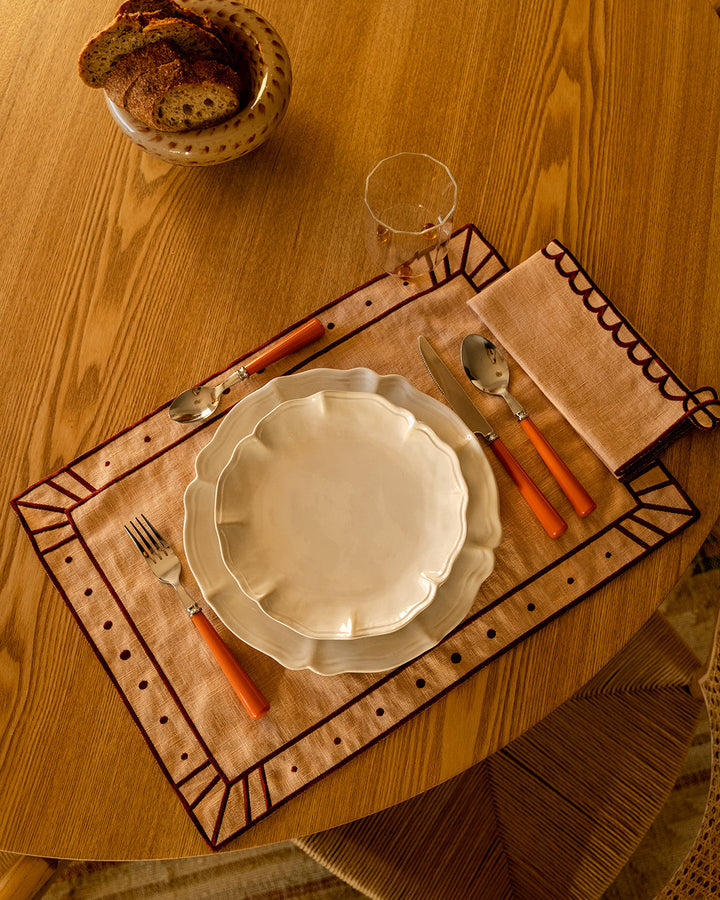 Belle Nuit Placemat, Salmon and Bordeaux