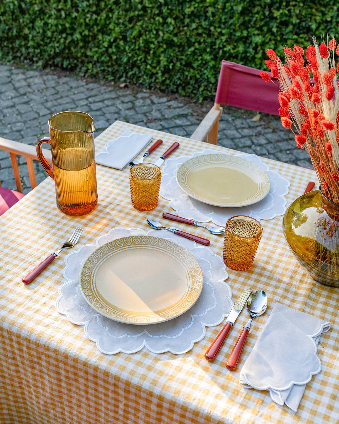 Serviette en lin Iris, beige et blanc Serviettes de table Mariaida Home