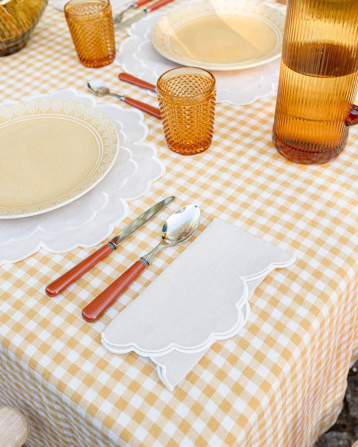 Serviette en lin Iris, beige et blanc Serviettes de table Mariaida Home