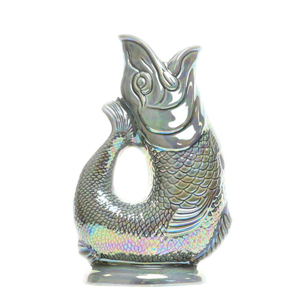 Autenthique Carafe GlouGlou Poisson | Gluggle jug | Gris foncé irisé