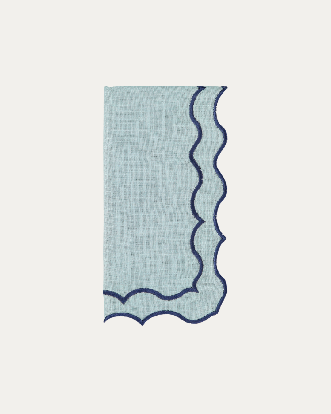Serviette en lin et coton festonnée Navy, bleu foncé et bleu ciel Serviettes de table Mariaida Home