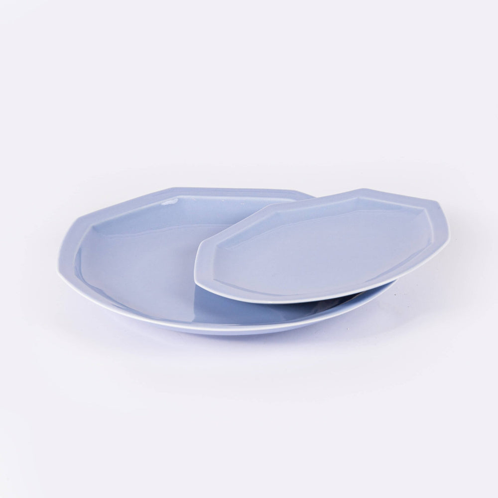 La grande assiette en porcelaine octogonale - Bleu pastel Assiettes à diner Ogre la Fabrique