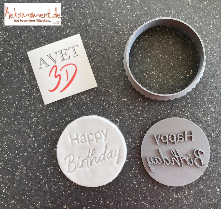Tampon à biscuit "Happy Birthday" Emporte-pièces Keksmoment