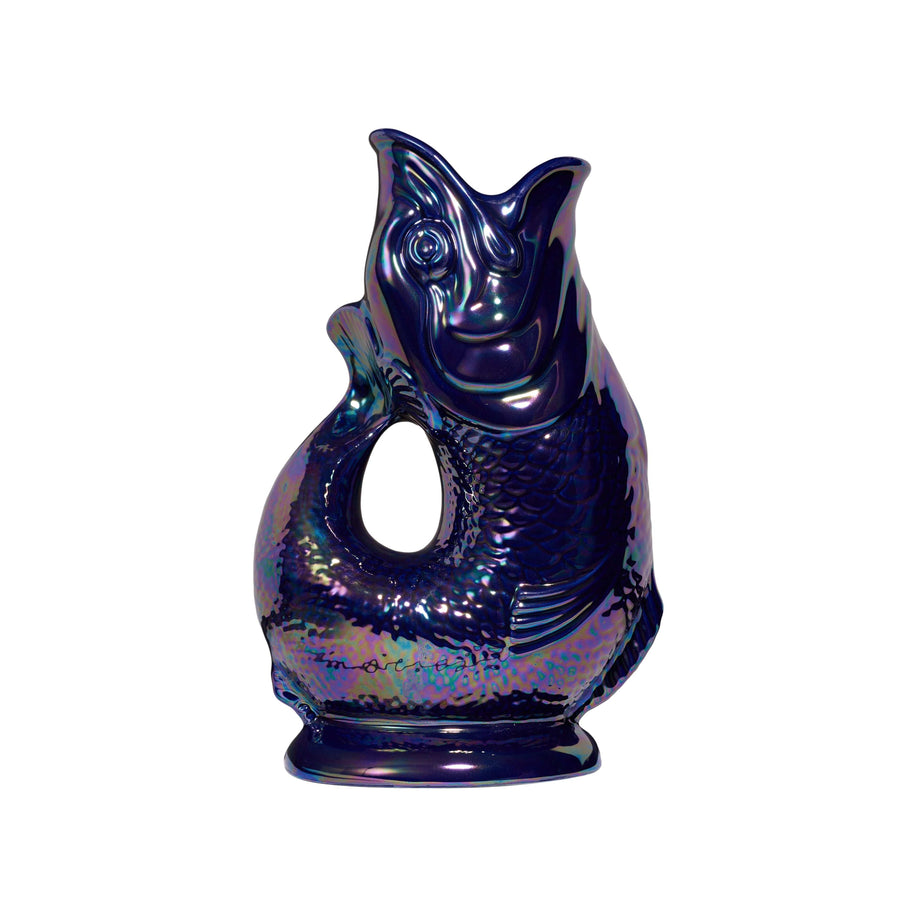 Autenthique carafe poisson "Glouglou" | Bleu foncé irisé