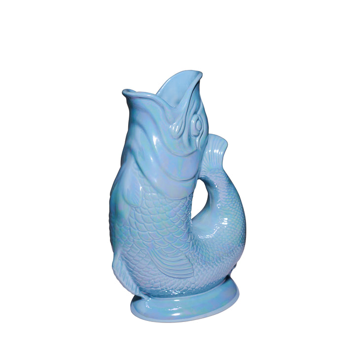 Autenthique Carafe GlouGlou Poisson | Gluggle jug | Bleu ciel irisé