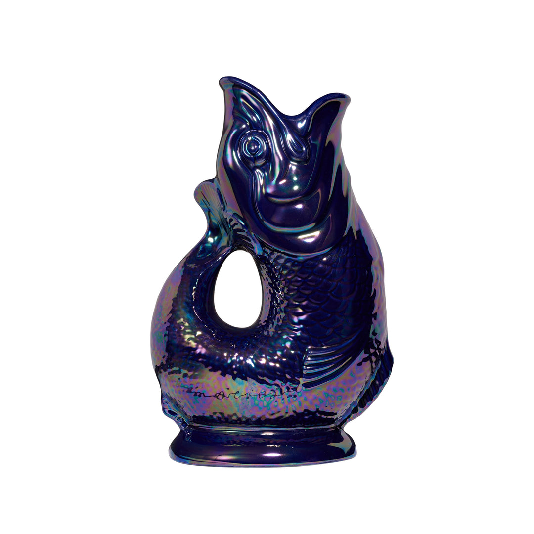 Autenthique Carafe GlouGlou Poisson | Gluggle jug | Bleu foncé irisé