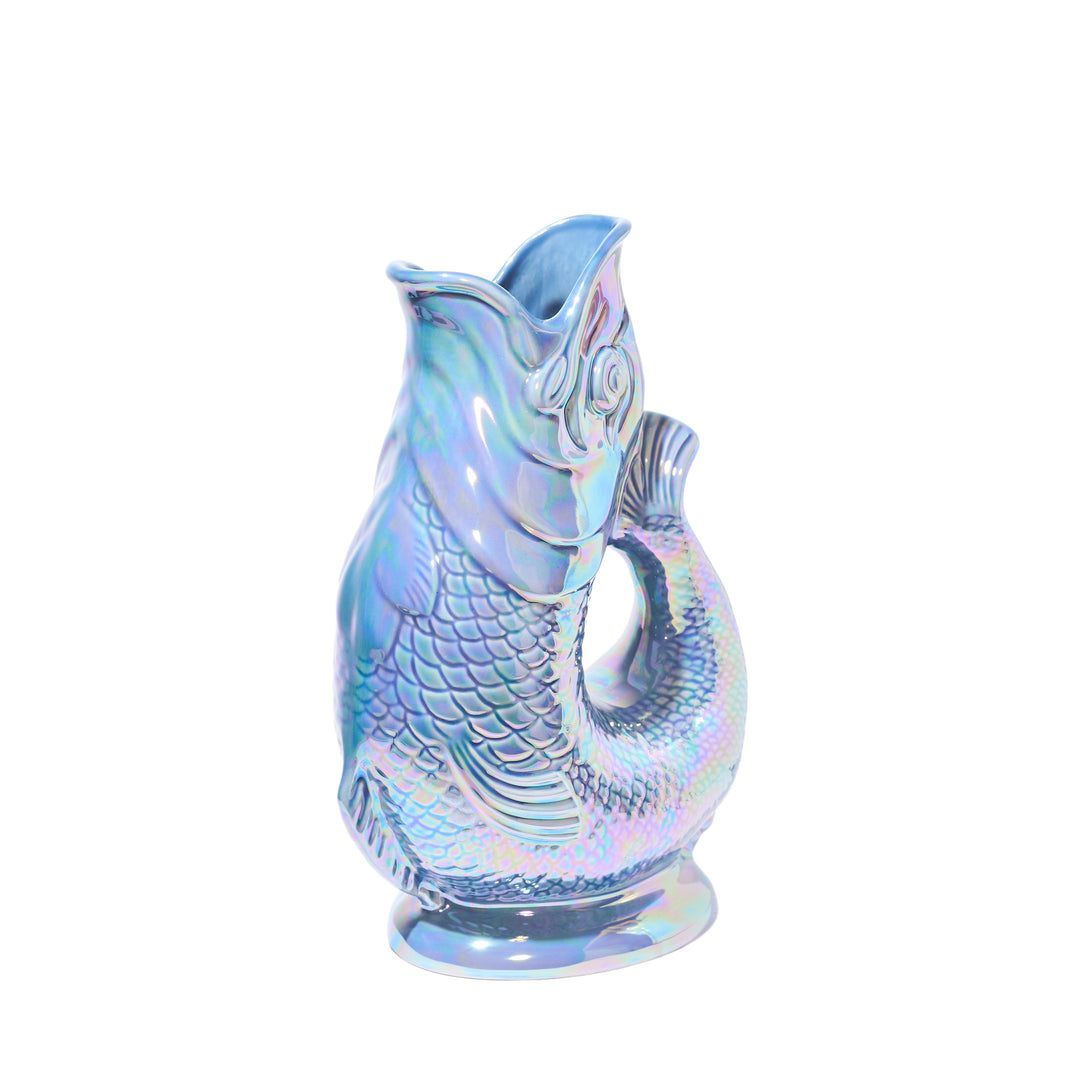 Autenthique Carafe GlouGlou Poisson | Gluggle jug | Bleu gris irisé