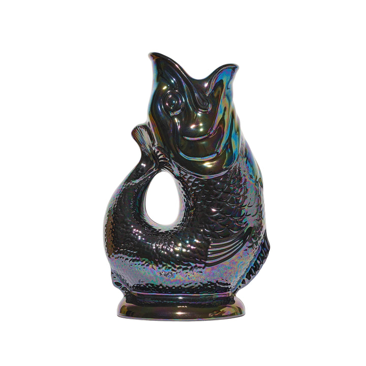Authentic GlouGlou Fish Carafe | Gluggle Jug | Iridescent Black