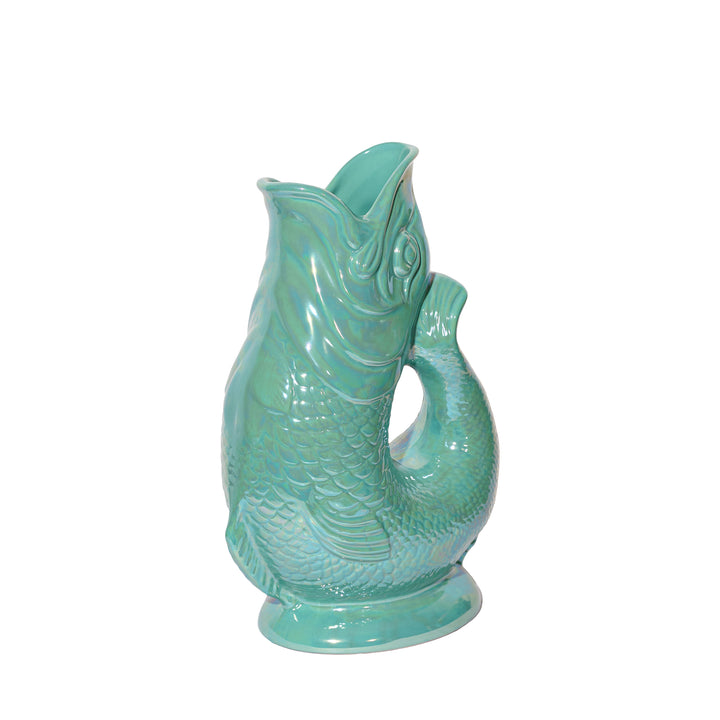 Authentic GlouGlou Fish Carafe | Gluggle jug | Iridescent Algae Green