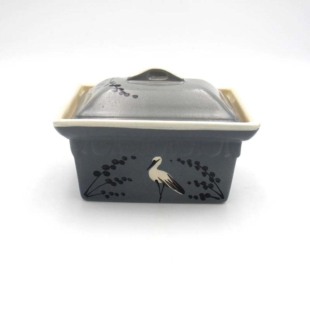 Terrine rectangulaire gris cigogne épis