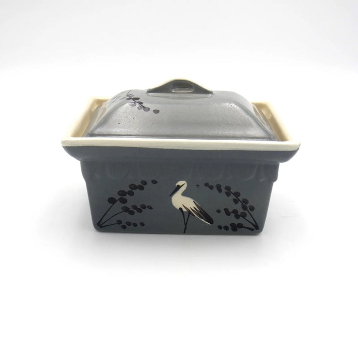 Terrine rectangulaire gris cigogne épis