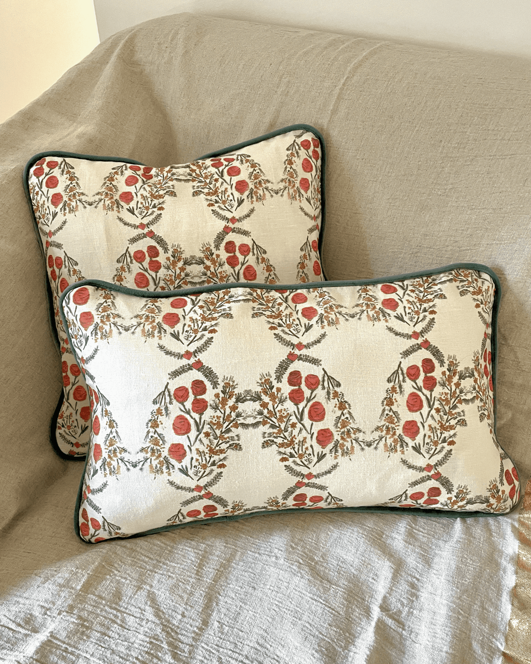 Housse de coussin mat - Mimosa - Fond sable Housses de coussins Maison Datcha