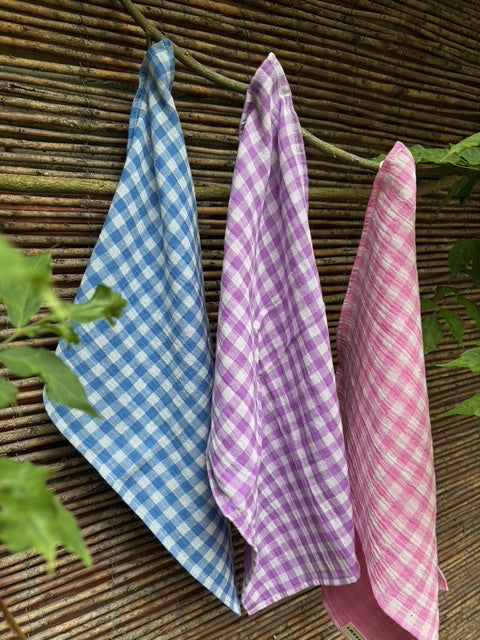 3 essuie-mains vichy bleu, rose et violet fabriqués en France Torchons et essuis-mains Charmy