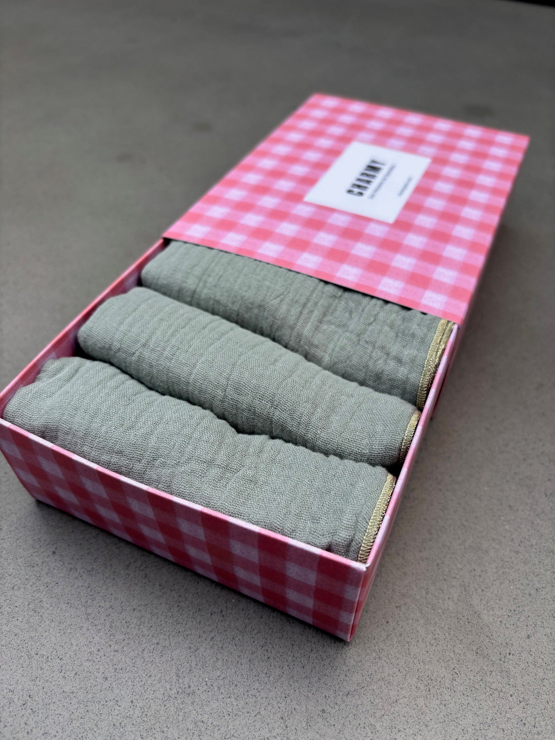 Set of 4 Napkins – Cotton Gauze – Grey-green – 40x40 cm