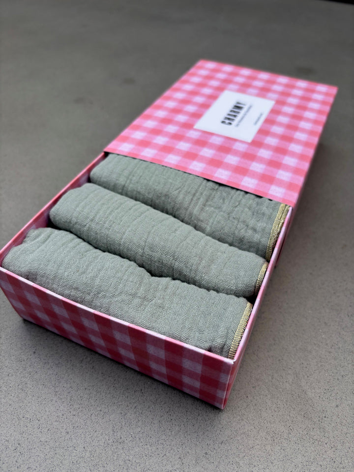 Set of 4 Napkins – Cotton Gauze – Grey-green – 40x40 cm