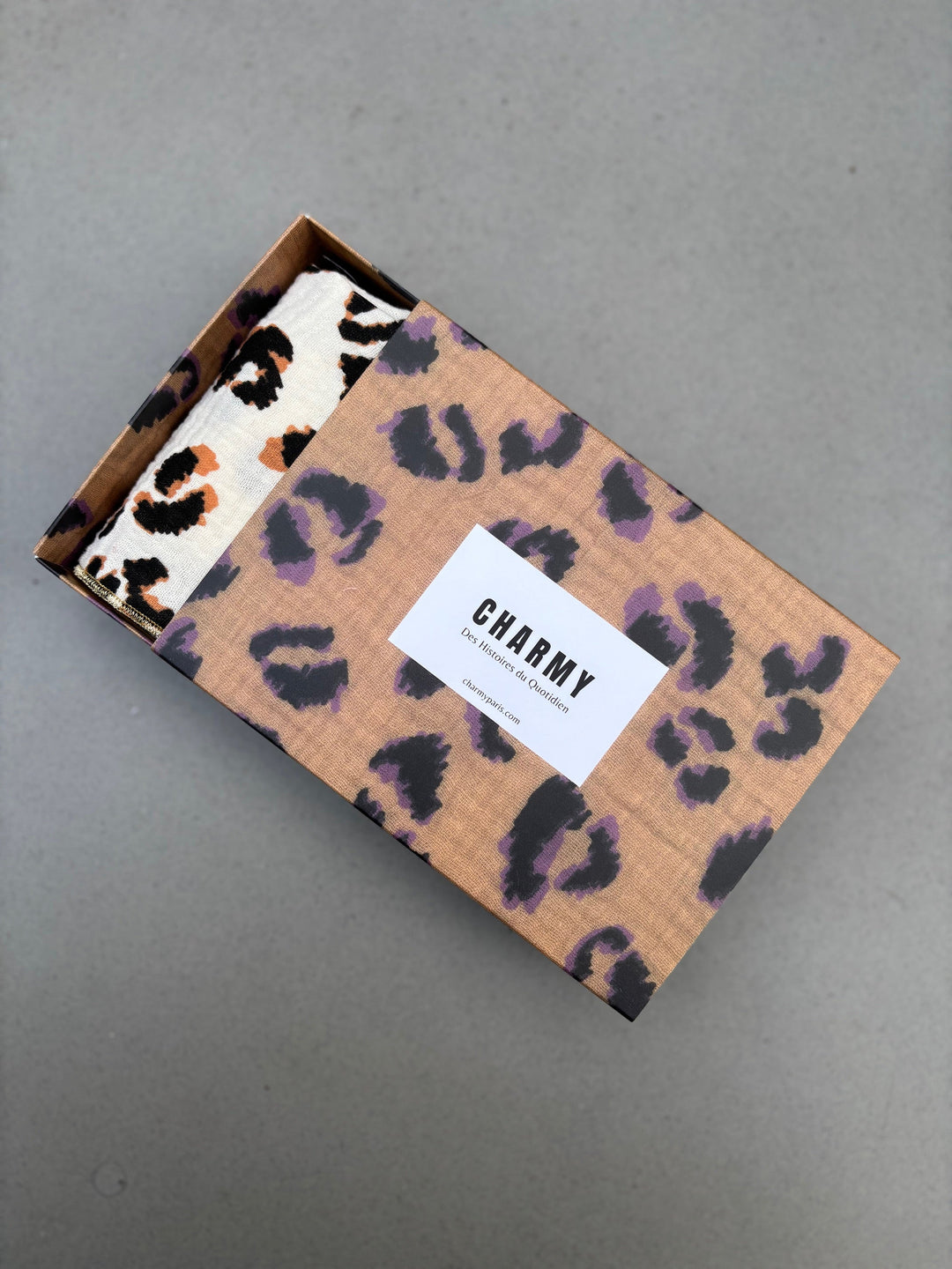 Set of 4 Napkins – Cotton Gauze – Ecru Leopard – 40x40 cm