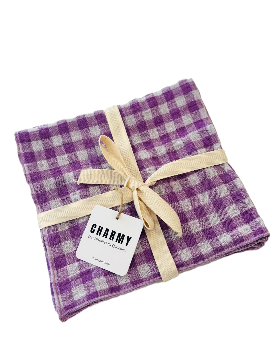2 Double Gauze Cotton Napkins – Purple Gingham – 40x40 cm