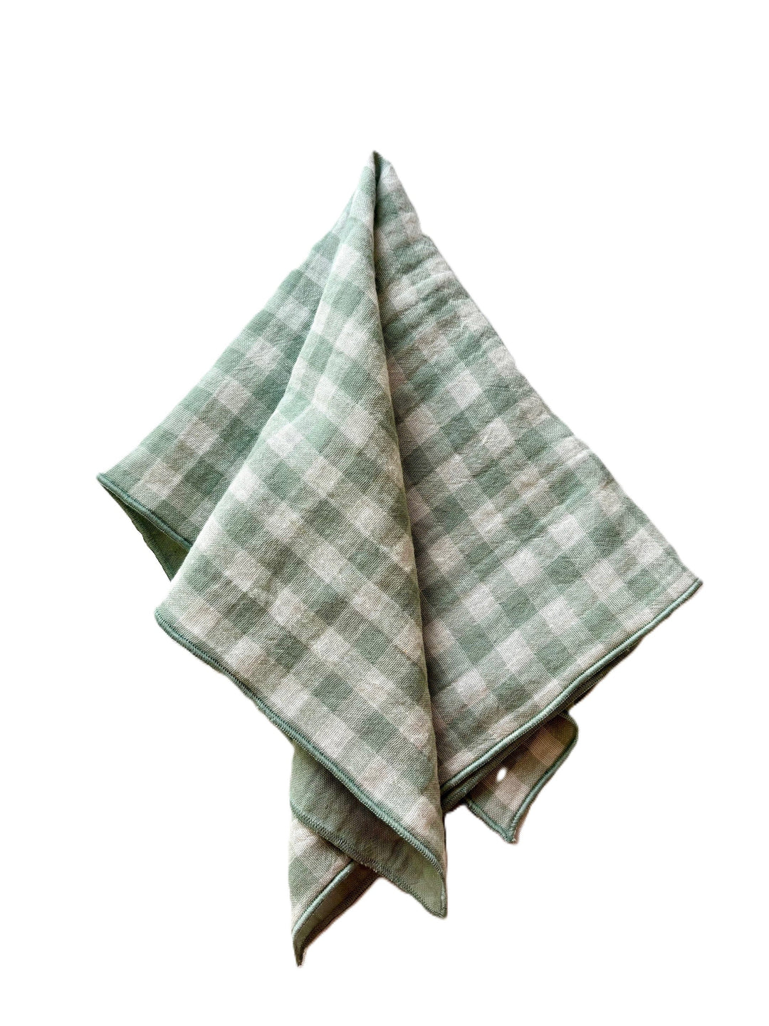 Set of 4 Double Gauze Cotton Napkins – Vichy and solid violet green-grey – 40x40cm