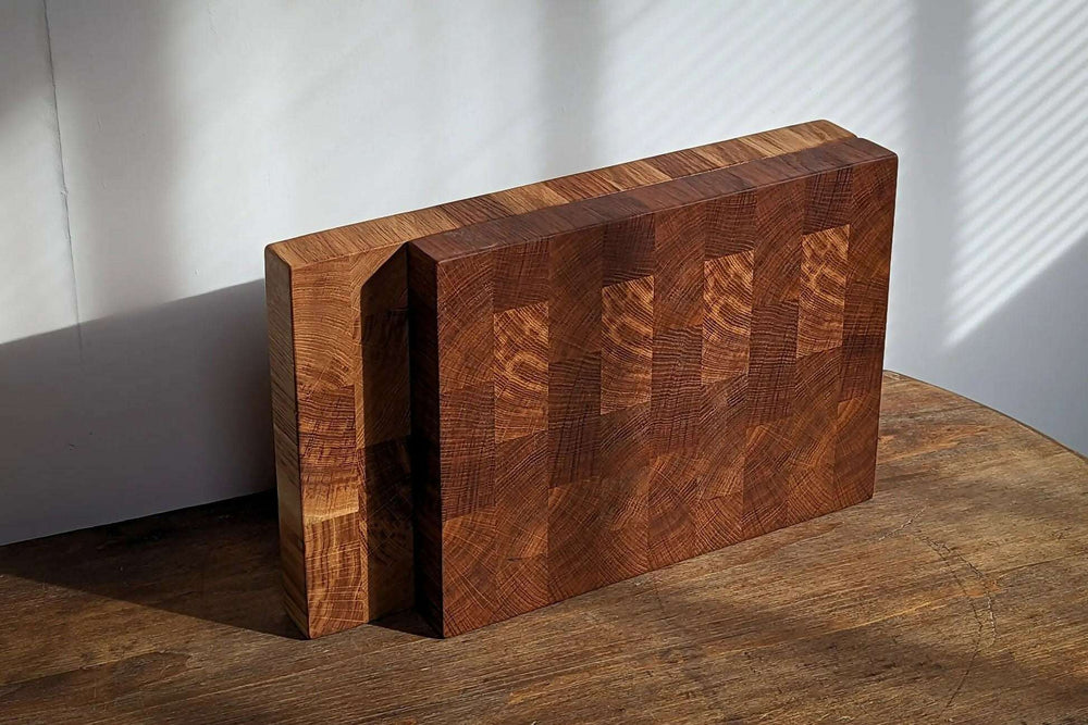 Billot de cuisine artisanal TENVAL en bois massif – Billot damier made in France
