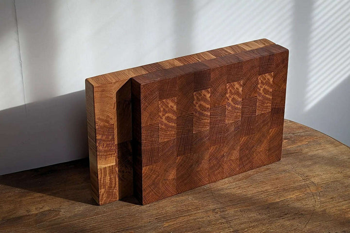 Billot de cuisine artisanal TENVAL en bois massif – Billot damier made in France