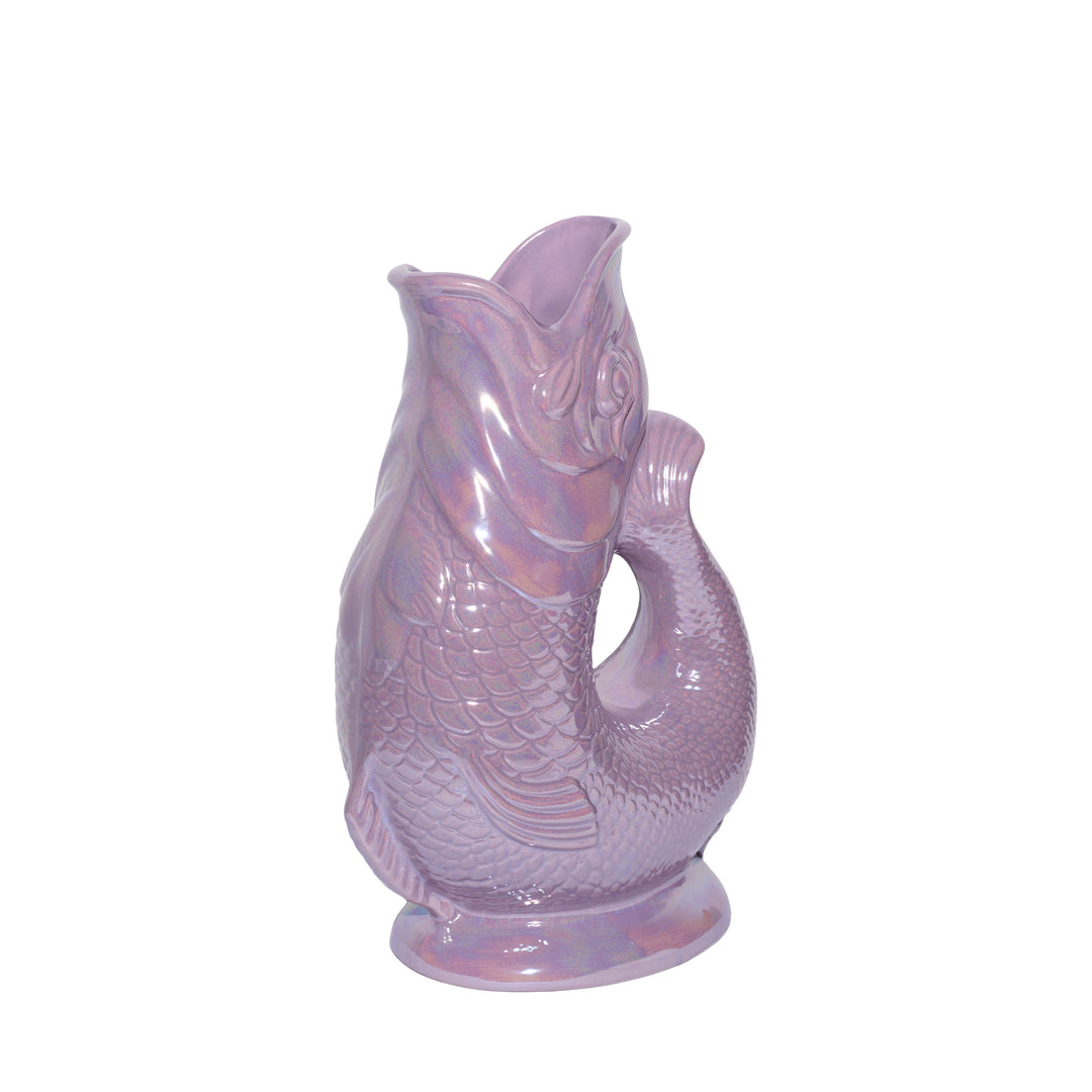 Authentic GlouGlou Fish Carafe | Gluggle jug | Iridescent lilac
