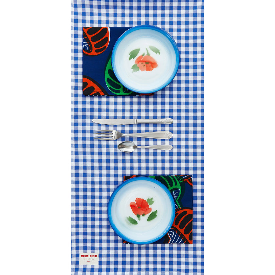 Pochette pique-nique 2 personnes - Vichy Bleu Coffrets pique-nique Maryne Guyot créations