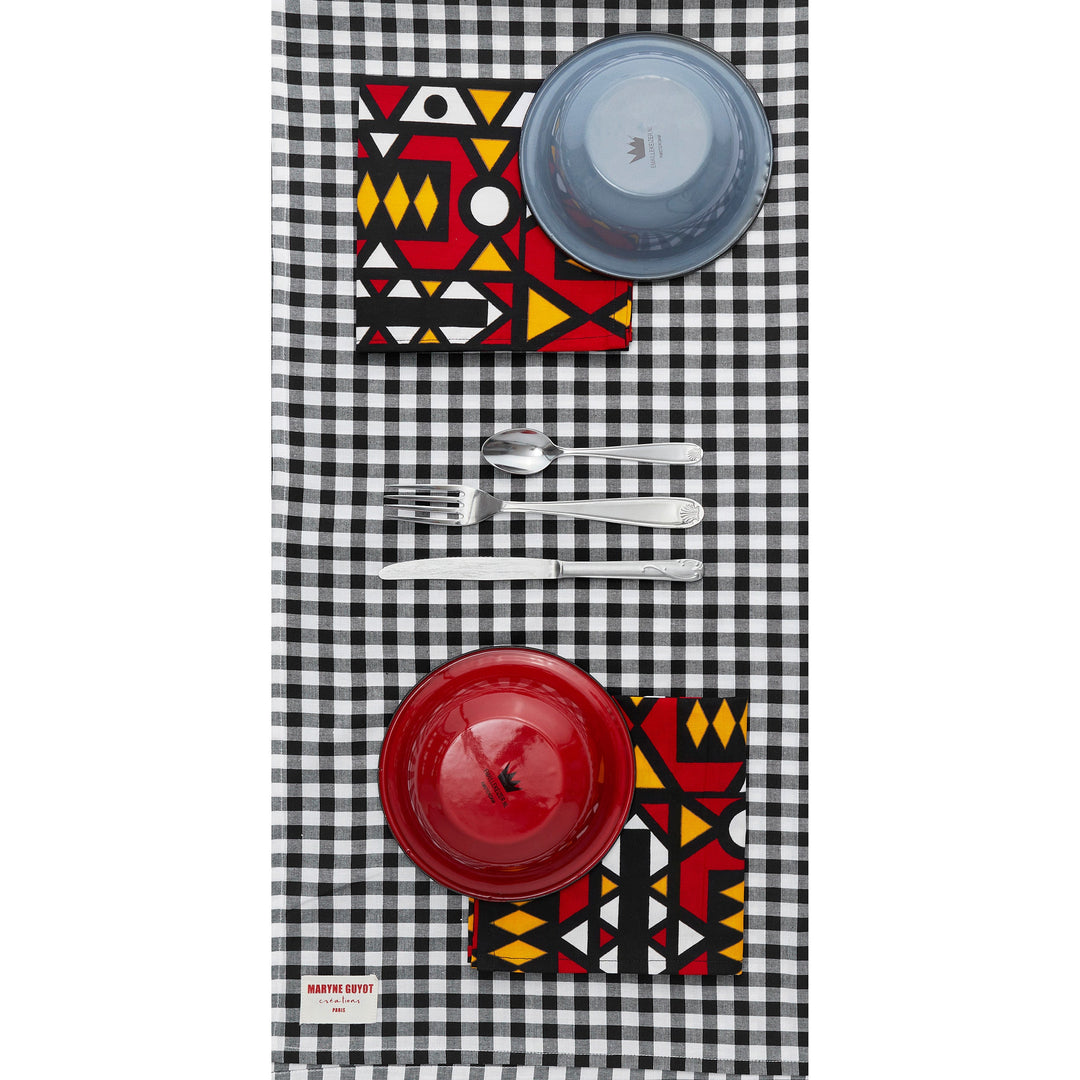 Pochette pique-nique 2 personnes - Vichy Noir Coffrets pique-nique Maryne Guyot créations