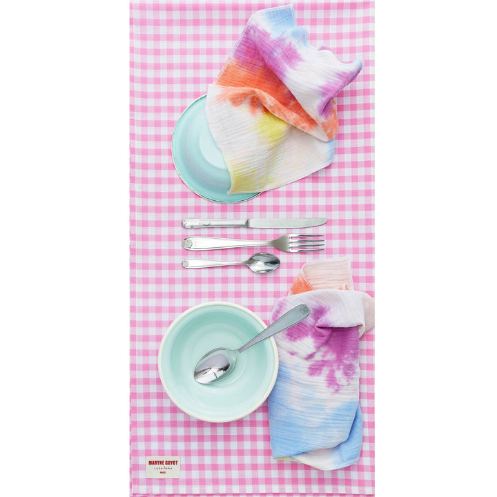 Pochette pique-nique 2 personnes - Rose Vichy & Tie and Die Coffrets pique-nique Maryne Guyot créations