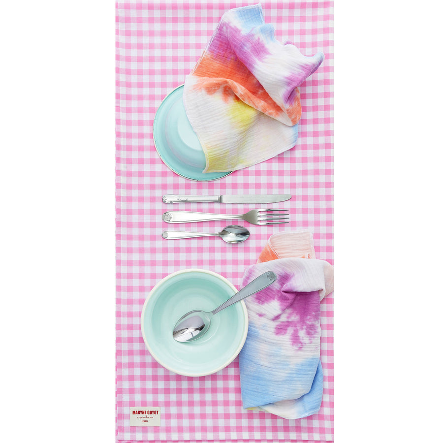 Pochette pique-nique 2 personnes - Rose Vichy & Tie and Die Coffrets pique-nique Maryne Guyot créations