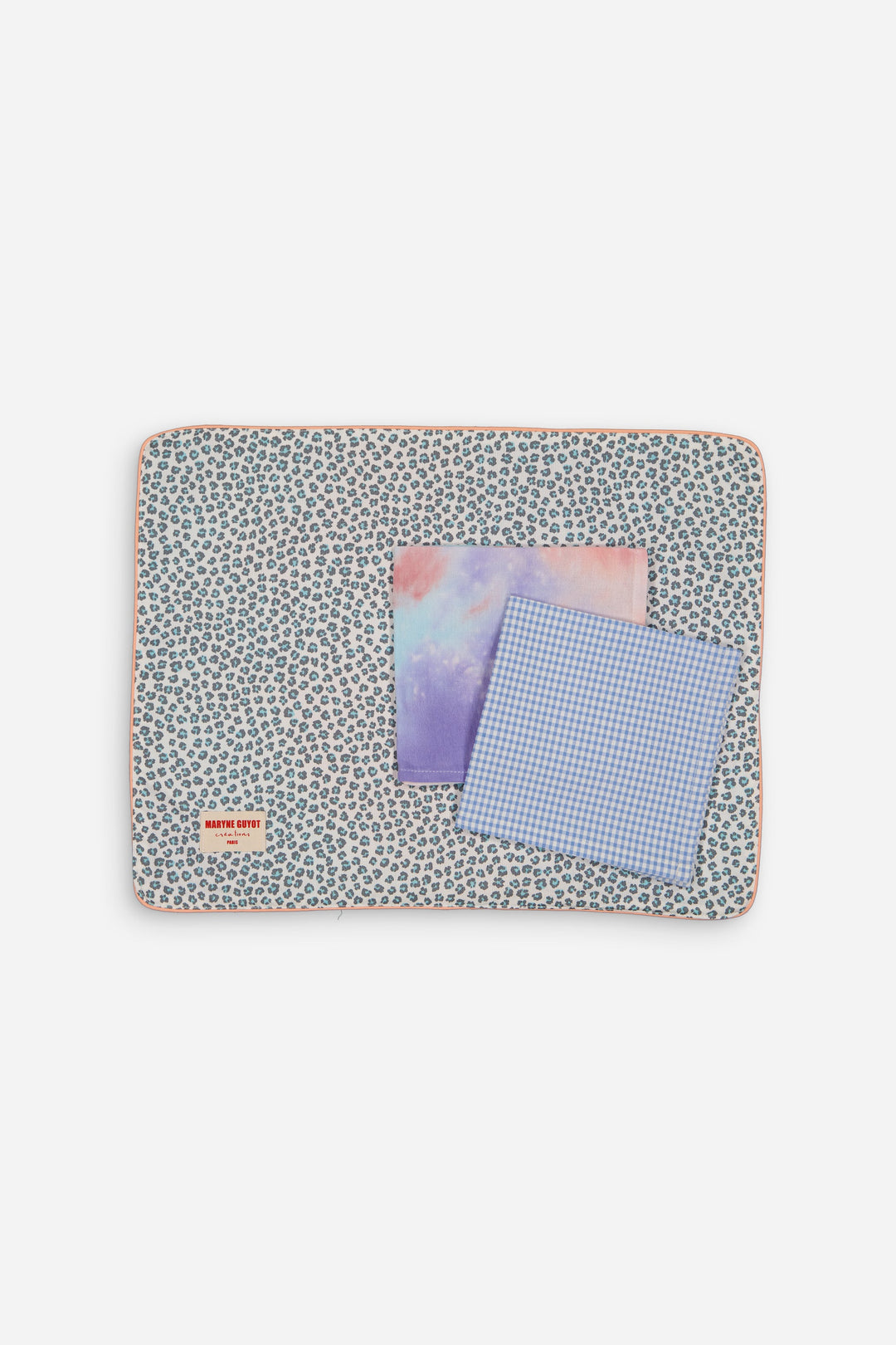 Set de table réversible motif Graou turquoise et tie and dye violet - Graou Bleu- Lot de 2