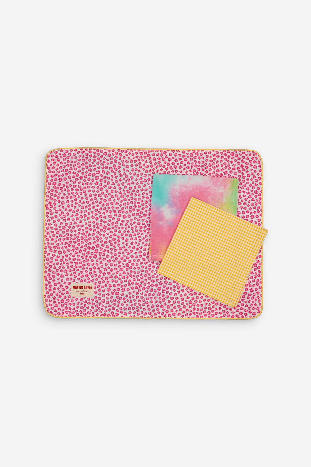 Reversible placemat with Graou and pink tie-dye pattern - Graou Pink - Set of 2